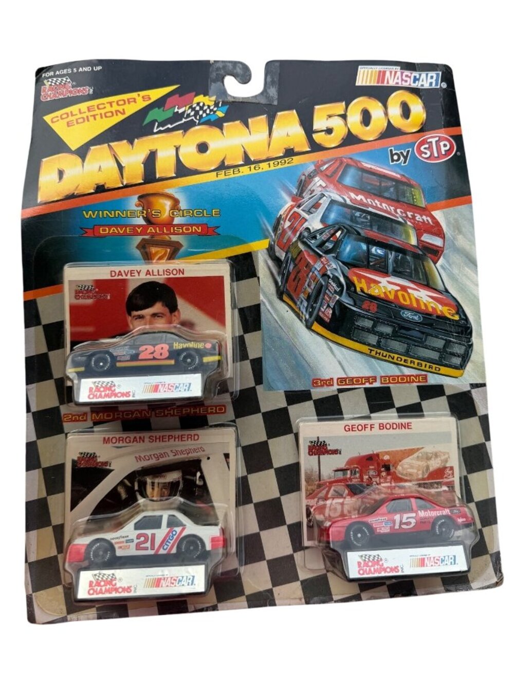Racing Champions Collector's Edition Daytona 500 1992 Diecast Cars & Card Set
